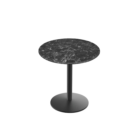 Holland Bar Stool Co 30 Tall OD214 Black Table Base w22 Dia Foot and 36 Dia Black Marble Top, IndoorOutdoor OD214-2230BWODS36RBM